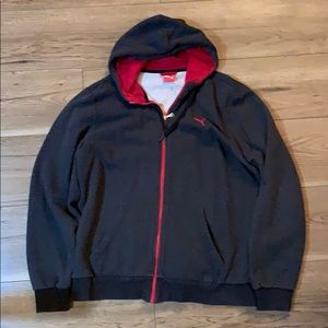 Puma gray and red zip up sweatshirt